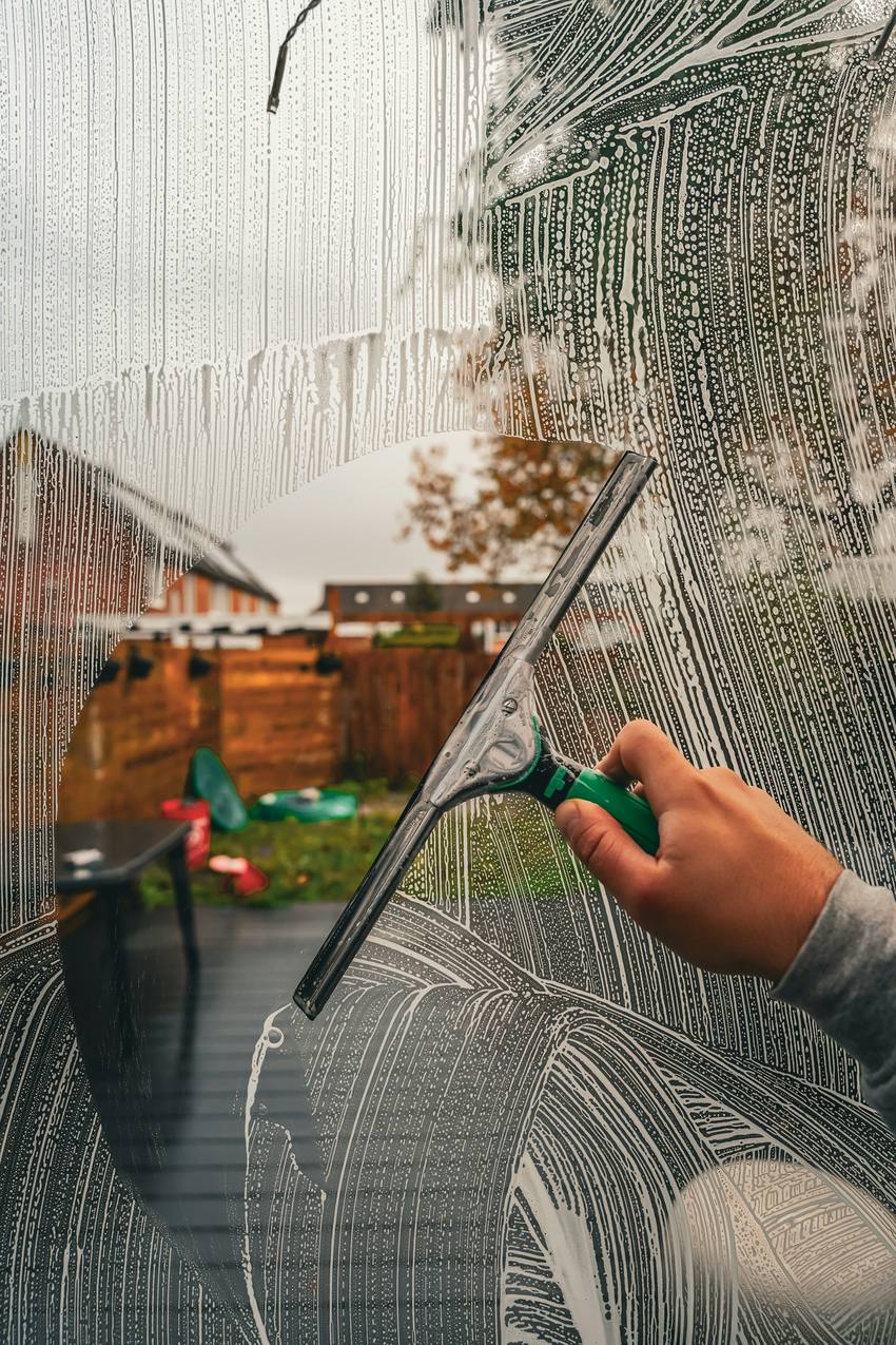 Glasreinigung mit Abzieher